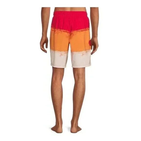George Men's Above the Knee Red/Orange/White Poly/Spandex Eboard Shorts w Briefs - Picture 4 of 13